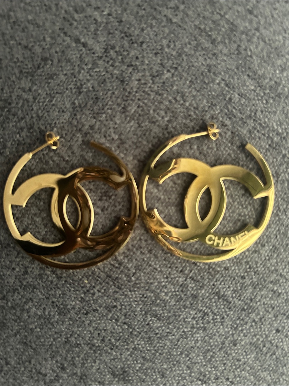 Gold Interlocking CC Hoop Earrings